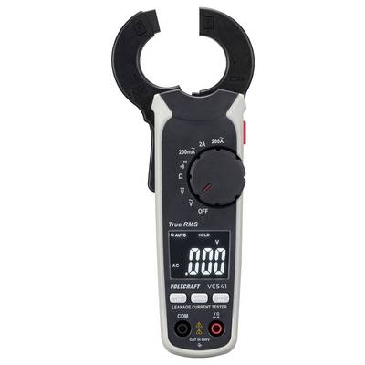 Un appareil de mesure de courant de fuite numérique avec affichage LCD indique '000'. Il dispose de plusieurs plages de mesure et est spécialement conçu pour les courants alternatifs.