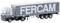 Camion gris avec remorque portant l'inscription 'FERCAM'. Le camion est stationné dans un environnement neutre.