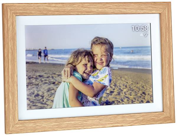 Cadre photo numérique Wi-Fi TFA Dostmann FRAMEO App  25.7 cm 10.1 pouces  1280 x 800 Pixel 32 GB marron, blanc