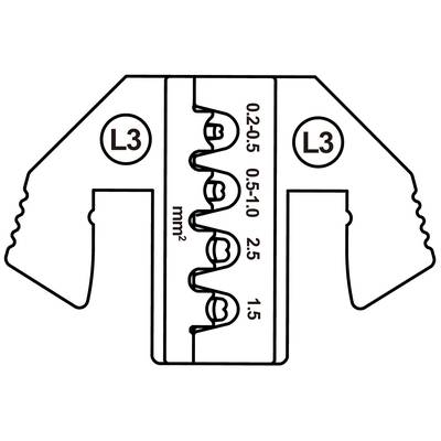 Pince à dénuder pour le dénudage de fils, marquée L3. L'échelle indique des plages de dénudage de 0,2 à 2,5 mm².