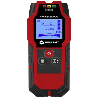 Dispositif électronique de localisation en noir et rouge avec écran, affichant des indicateurs de détection, de précision et de volume. Marqué 'Professionnel'.