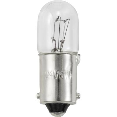 Une ampoule à filament avec douille métallique, marquée '24V 5W'.