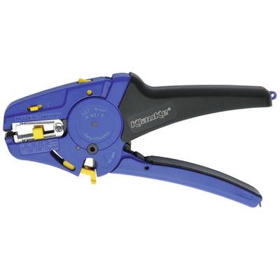 Pince à dénuder automatique en bleu et noir, adaptée pour des sections de câble de 0,2 à 6 mm², fabriquée en Allemagne.