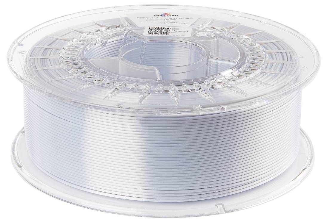 Une bobine transparente de filament d'impression 3D blanc, enroulée et prête à être utilisée dans des imprimantes 3D.