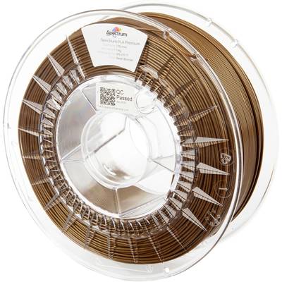 Une bobine de filament PLA Premium de Spectrum pour imprimante 3D de couleur brune. La bobine est transparente et permet de voir le filament.