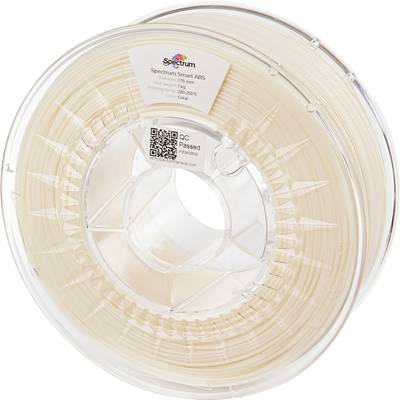 Rouleau transparent de filament pour impression 3D, étiquette indiquant 'Spectrum Smart ABS', diamètre de 1,75 mm, 1 kg, températures d'impression de 230-250°C.
