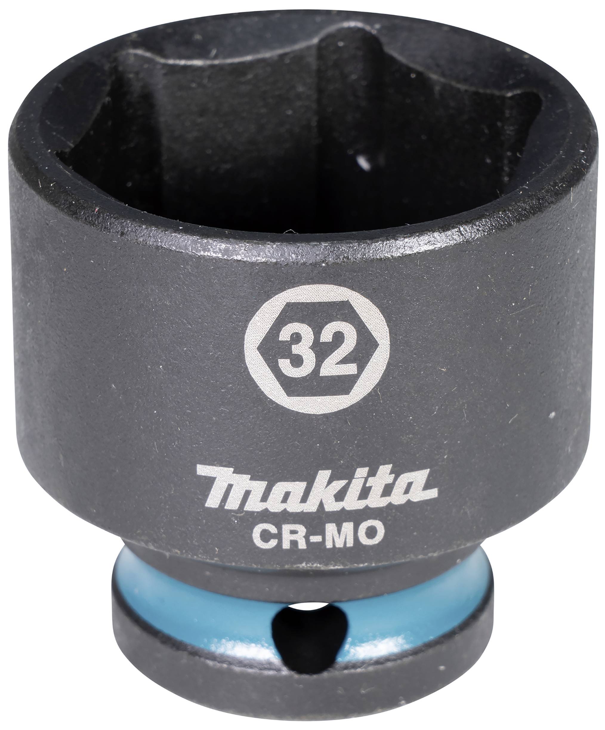 Clé à douille Makita CR-MO 32 mm, en acier robuste, adaptée aux travaux intensifs, avec profil hexagonal pour une prise sûre.