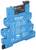 Module relais bleu de Finder pour montage sur rail DIN, avec plusieurs bornes, numéro de modèle 34.81.7.005.8240, adapté pour 6 A, 250 V.