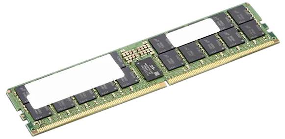 Une barrette de RAM verte avec plusieurs puces de mémoire noires et des contacts dorés, utilisée dans le matériel informatique.