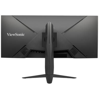 Vue arrière d'un moniteur noir ViewSonic avec un socle élégant et des fentes de ventilation.