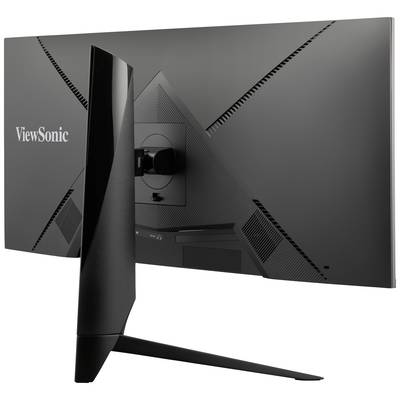 Vue arrière d'un moniteur ViewSonic noir avec un design moderne et élégant, doté d'un socle robuste.