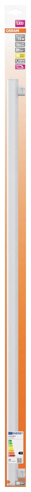 Un emballage pour une lampe fluorescente LED de la marque 'Arcas', adaptée aux espaces de bureau et d'habitation, illustré sur un fond orange.