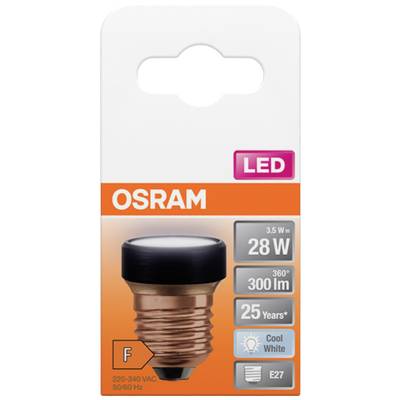 'Lampe LED OSRAM 28 W, 300 lm, Diffusion 360°, Durée de vie de 25 ans, Blanc Froid, Culot E27, 220-240 VAC, 50/60 Hz, Classe énergétique F.'