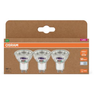 Lot de 3 ampoules LED OSRAM, spots GU10 blanc froid, 450 lumens, 5W, équivalent 50W, classe énergétique A