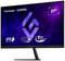 Moniteur gaming ViewSonic de 27 pouces avec technologie IPS SuperClear, taux de rafraîchissement de 180 Hz et temps de réponse de 1 ms sur un fond violet-bleu.