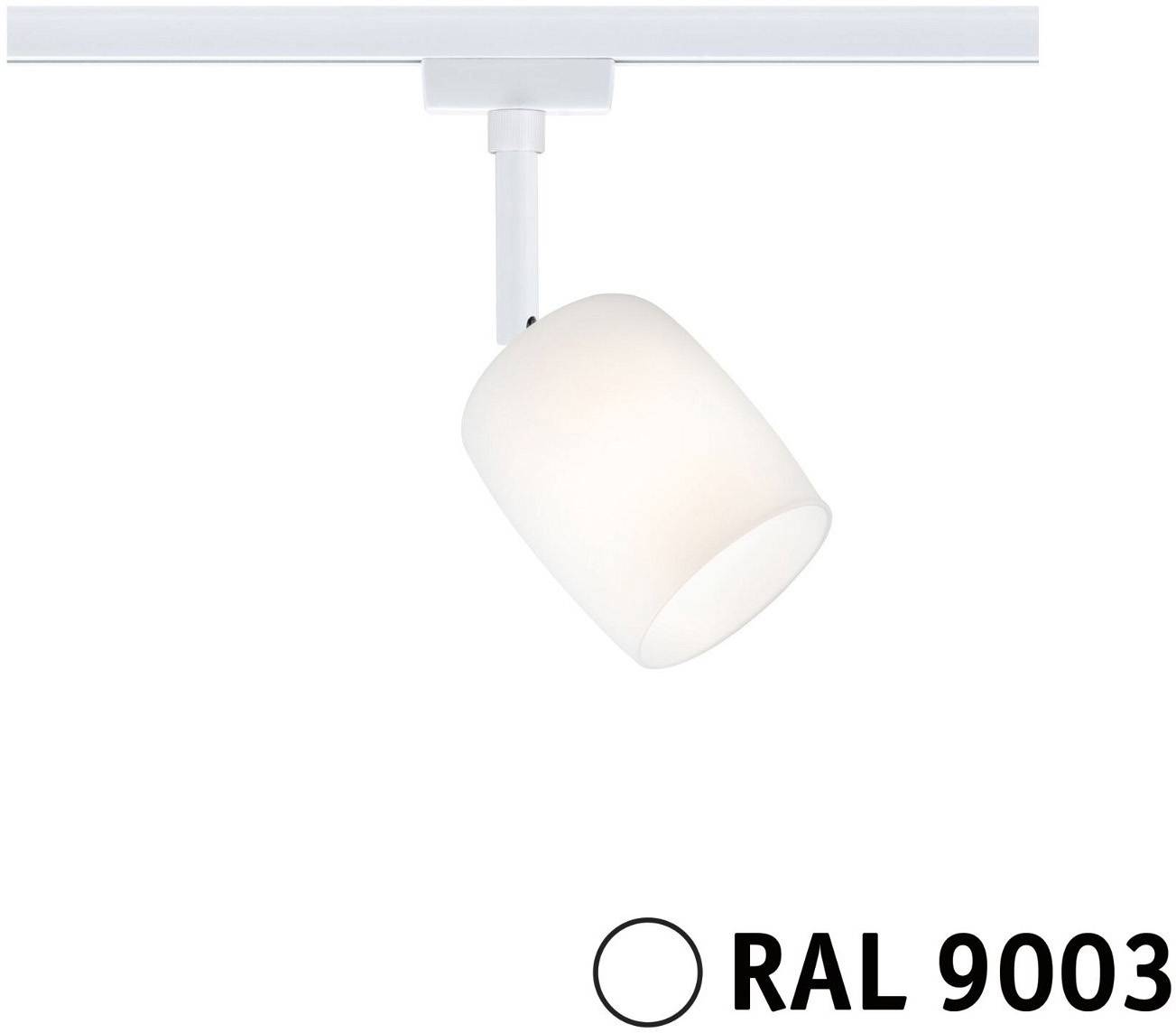Plafonnier blanc avec spot réglable, portant le code couleur RAL 9003.