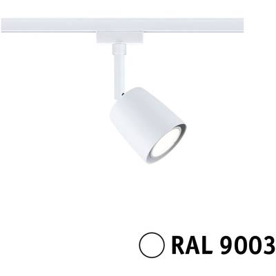 Un projecteur blanc monté sur rail, portant le marquage 'RAL 9003'.