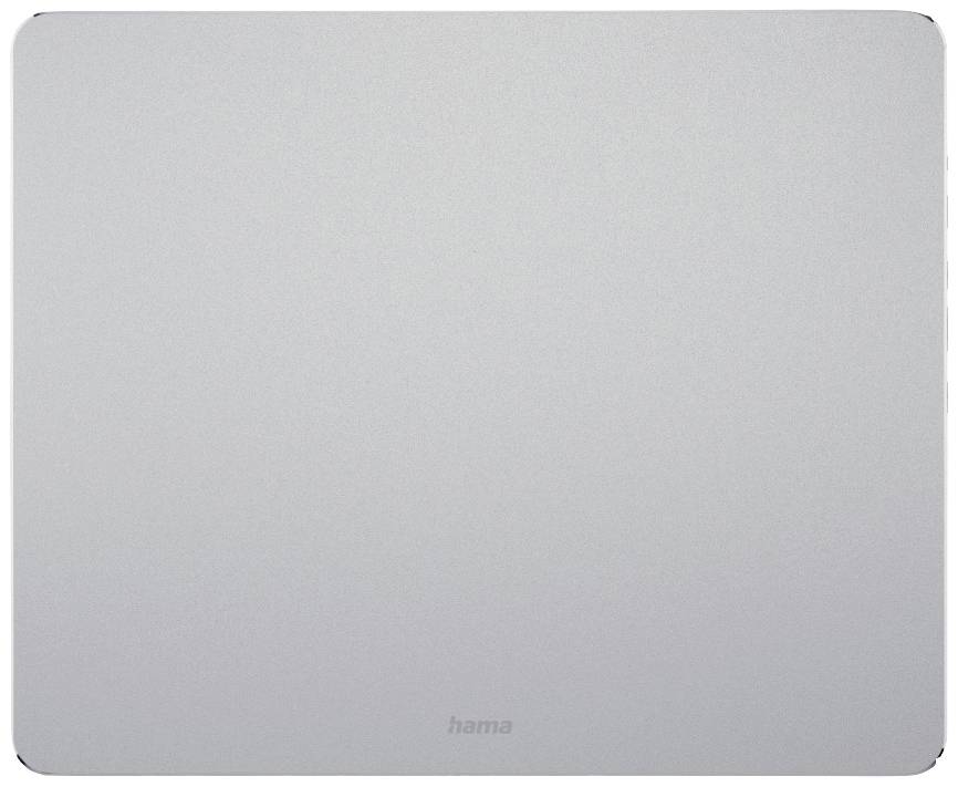 Tapis de souris rectangulaire gris aux coins arrondis.