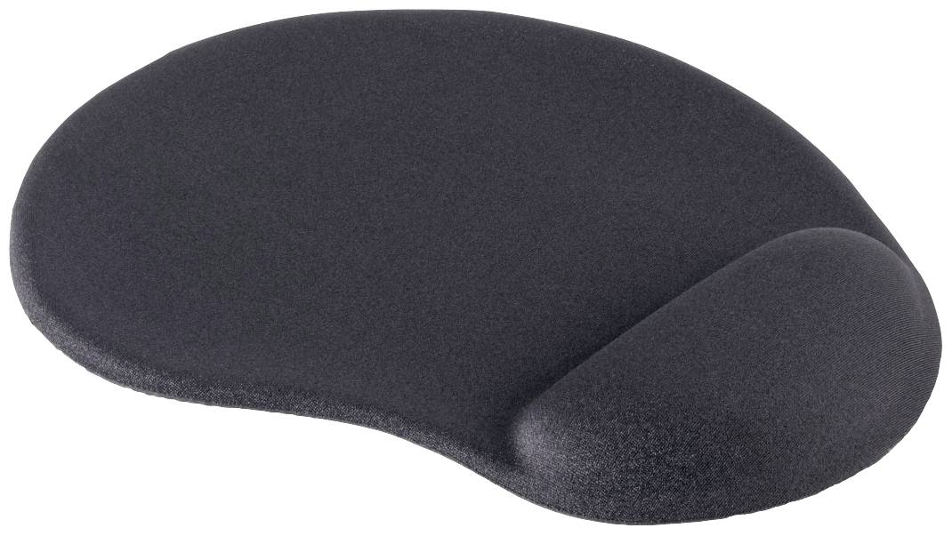 Tapis de souris ergonomique noir avec repose-poignet. Idéal pour soutenir le poignet lors de l'utilisation d'une souris d'ordinateur.
