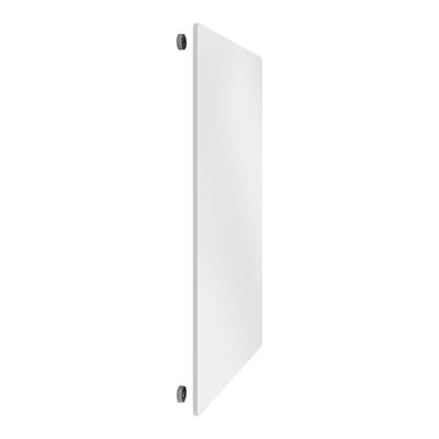 Panneau blanc rectangulaire, placé verticalement, avec des coins arrondis et deux points de fixation visibles à l'arrière.