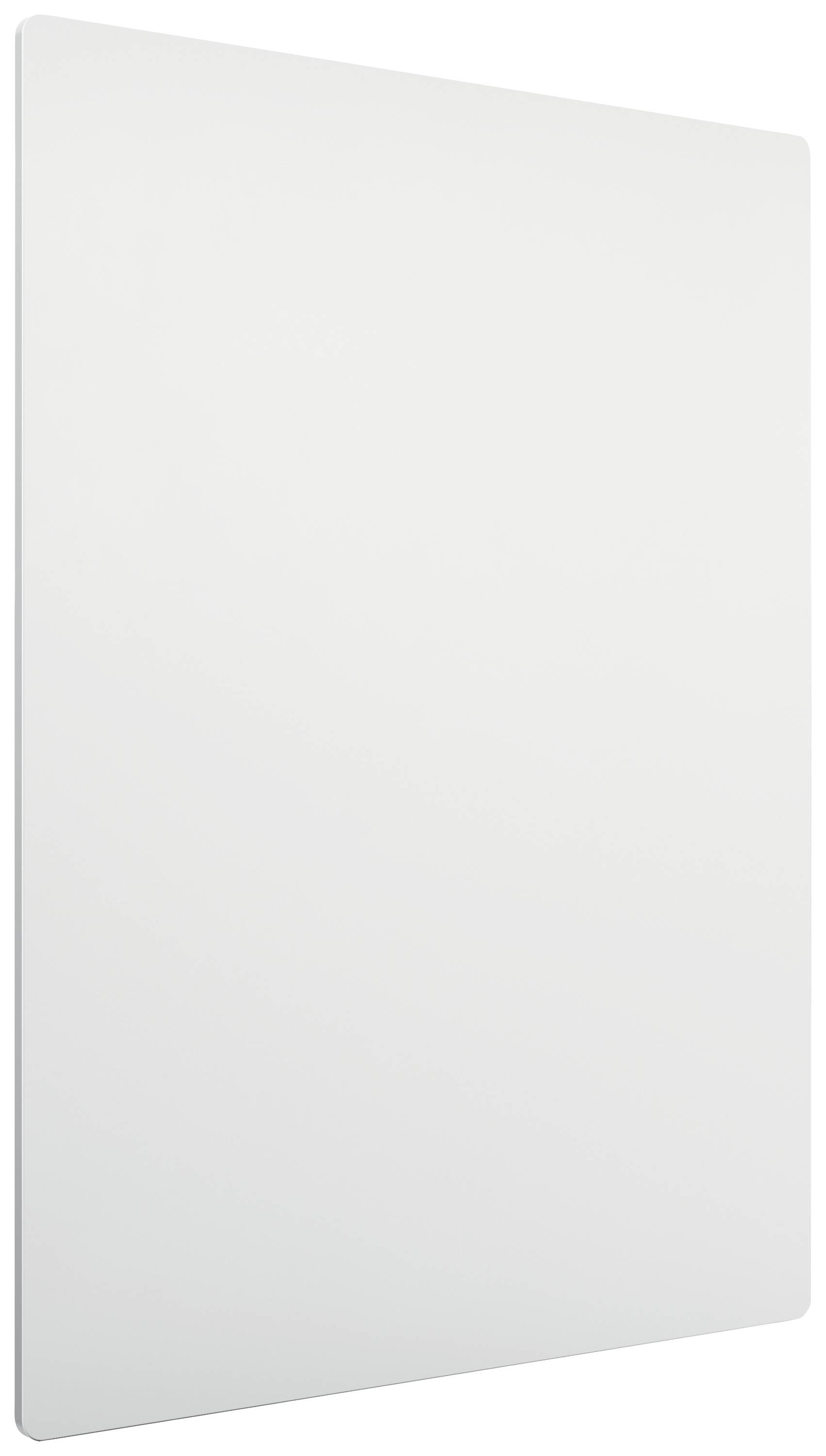 Plaque blanche rectangulaire aux coins arrondis, sur un fond clair.