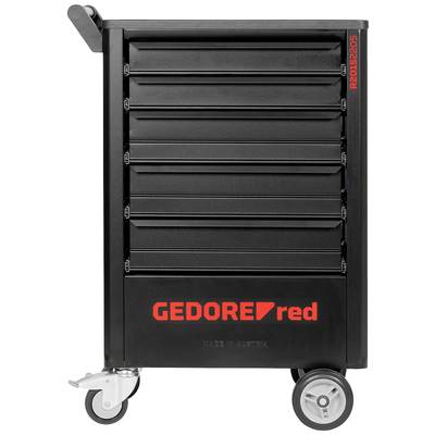 Un chariot à outils noir portant le logo 'GEDORE red' en rouge. Le chariot dispose de plusieurs tiroirs et est monté sur roulettes.