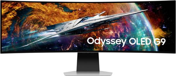 Moniteur gaming Samsung Odyssey OLED G9 S49CG954SU  CEE G (A - G) 124.5 cm 49 pouces  5120 x 1440 pixels 32:9 0.03 ms mini-DisplayPort, HDMI™, Micro HDMI™, USB-C® (avec Power Delivery), USB-C®, Bluetooth, WiFi OLED