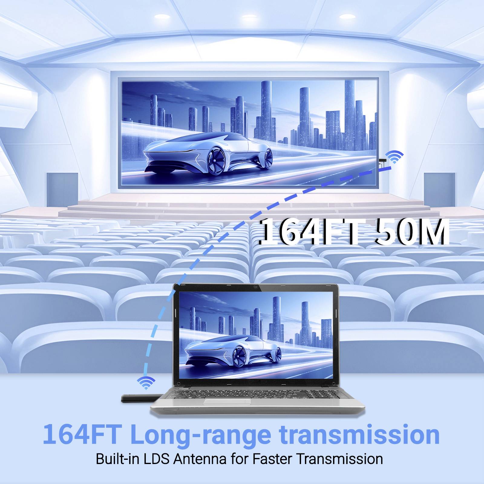 SpeaKa Professional SP-TR-450 Set de transmission sans fil HDMI 50 m 2.4 GHz, 5 GHz 3840 x 2160 Pixel afficheur LED inté-10