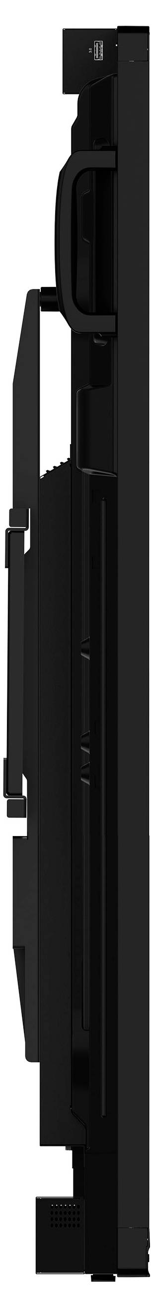 Vue latérale d'un appareil électronique portable noir avec une poignée et une bandoulière, probablement une valise ou un équipement technique.