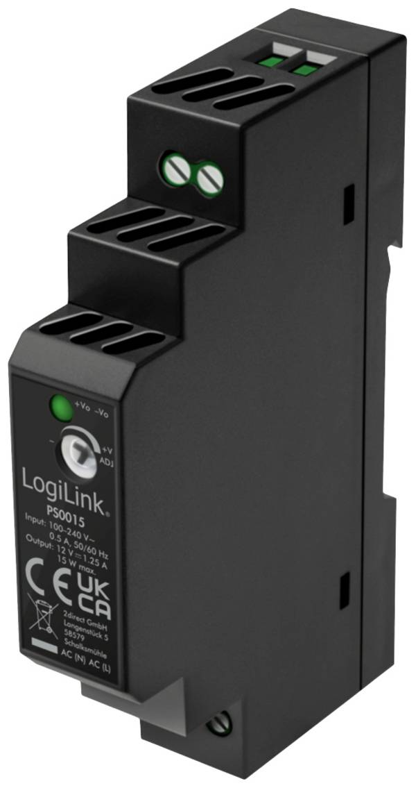 LogiLink PS0015 Alimentation rail DIN  12 V 1.25 A 15 W   Contenu 1 pc(s)