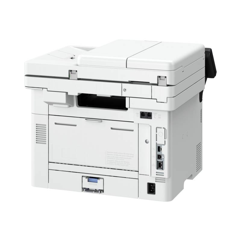 Un imprimante multifonction blanc avec scanner intégré, copieur et télécopieur, adapté aux applications de bureau.