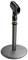 Un support de microphone noir avec base ronde et pince réglable. Convient pour maintenir des microphones pendant les enregistrements ou les performances.