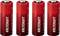 Quatre piles alcalines rouges portant l'inscription 'Voltcraft'.