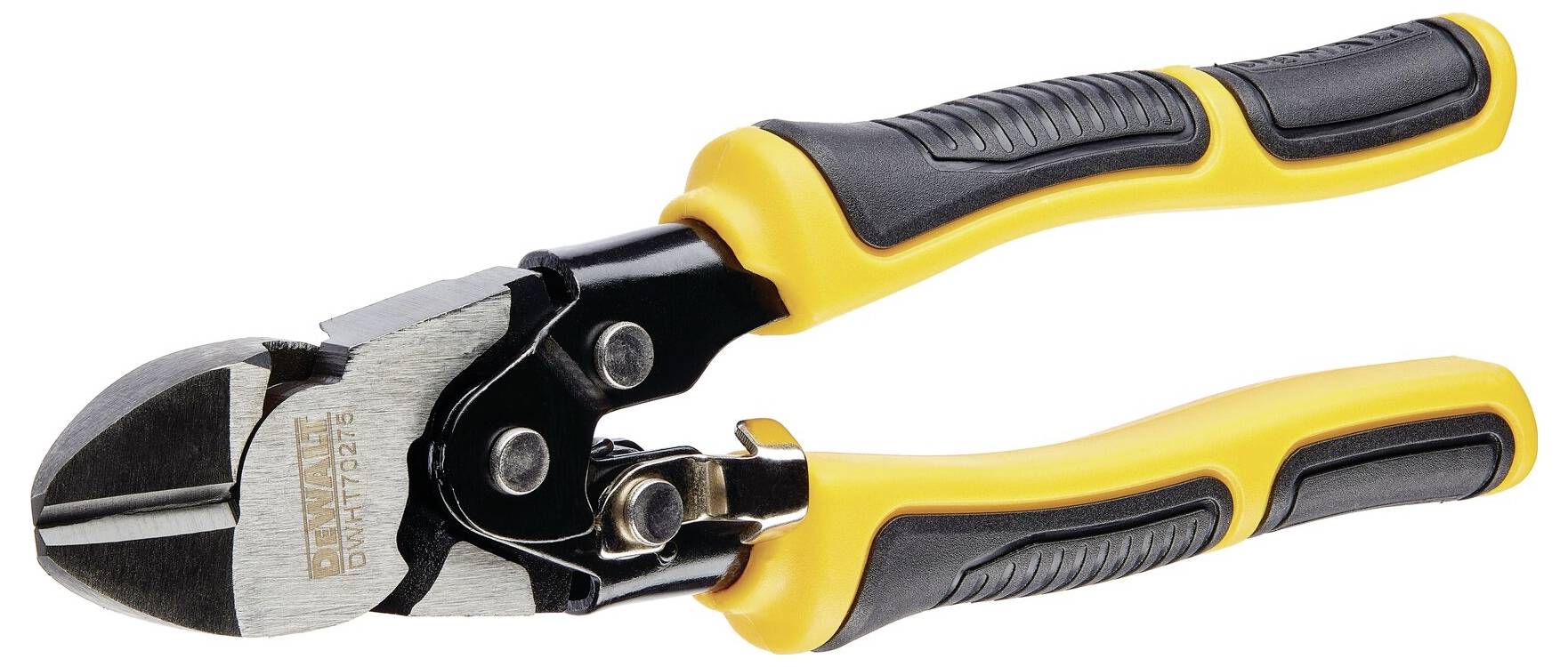 Une pince coupante jaune et noire avec des poignées ergonomiques, adaptée pour couper des fils durs et du métal.