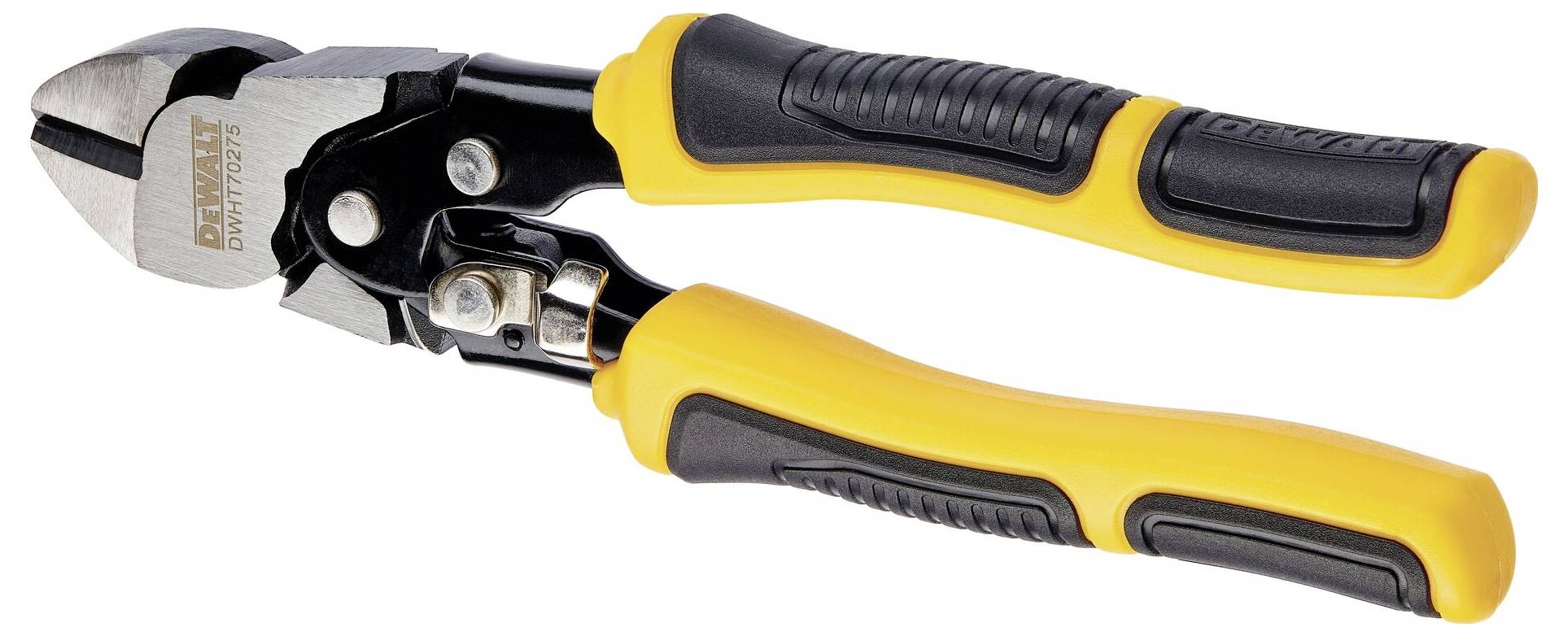 Un coupe-câbles jaune et noir avec poignées ergonomiques, adapté pour couper du fil et du métal.