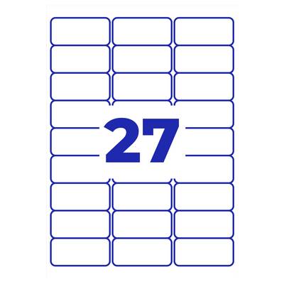 Modèle d'étiquette avec 27 champs vides encadrés de bleu ; au centre figure en gros le chiffre « 27 ».