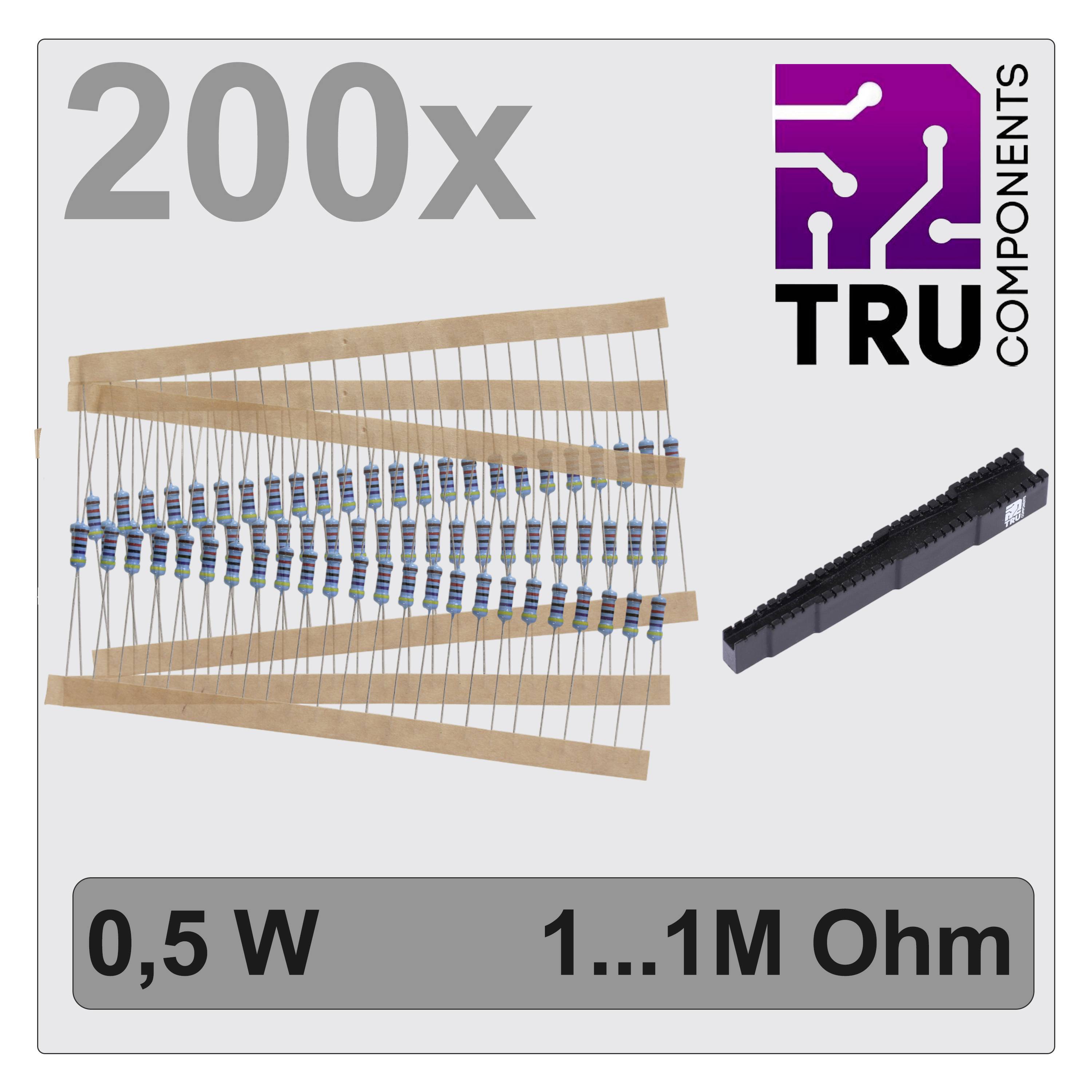 TRU COMPONENTS TC-12888472 T22P081 Jeu de résistances à couche métallique sortie axiale 0.5 W 1 % 200 pc(s)