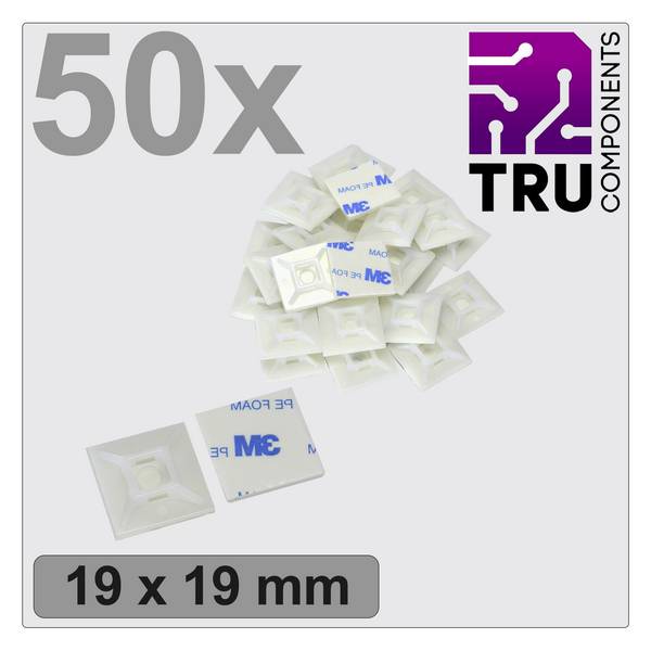 TRU COMPONENTS T24CA067 Embase de fixation autocollant, vissable TC-12888540 4 voies blanc 50 pc(s)