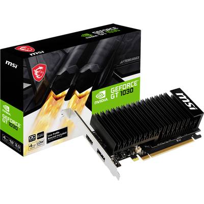 Voici la carte graphique MSI GeForce GT 1030 avec son emballage. La carte dispose d'une sortie HDMI et d'une sortie DVI.