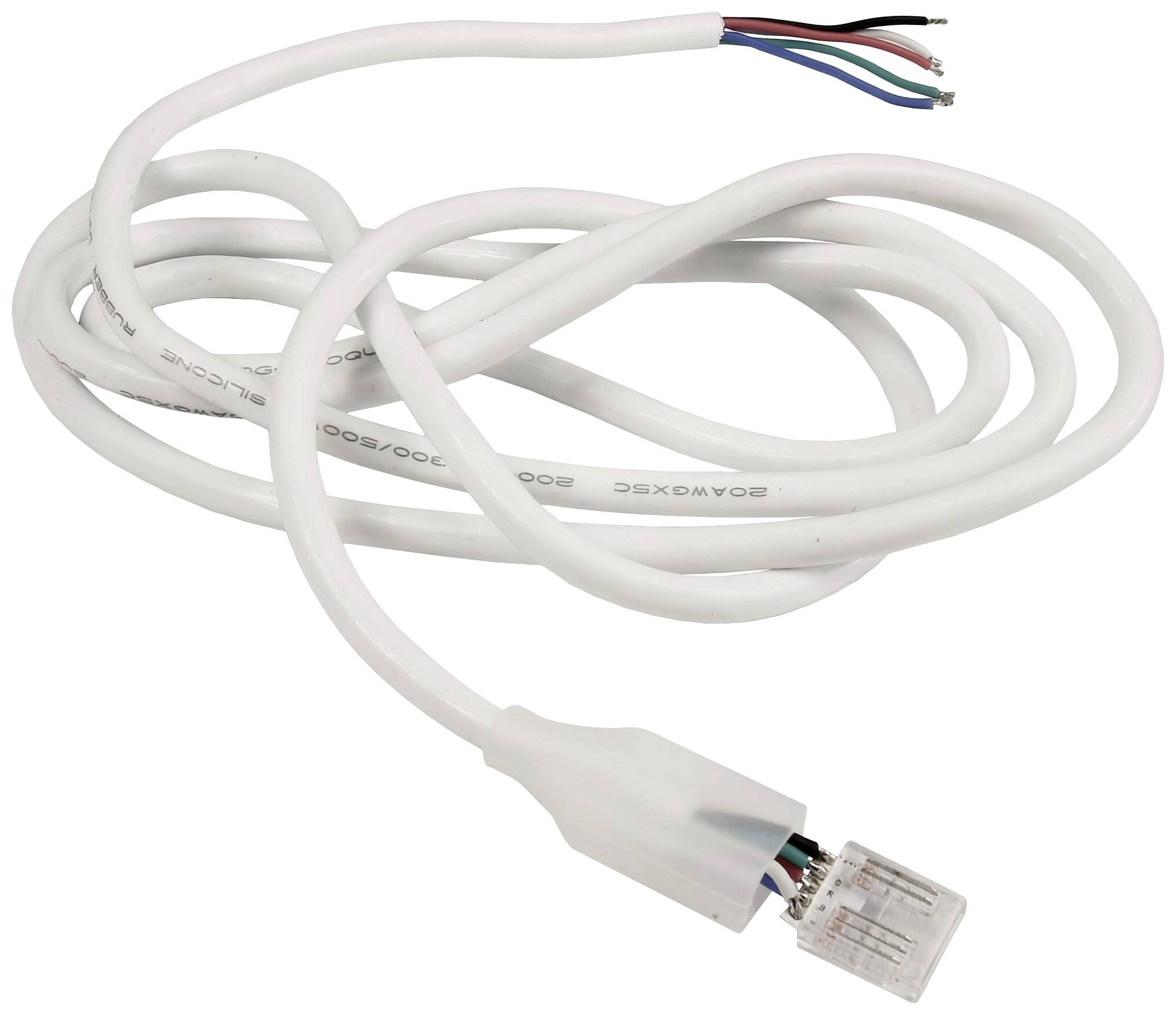 Câble réseau blanc avec connecteur RJ45 et fils dénudés à l'autre extrémité, adapté pour les connexions Ethernet ou les réparations.