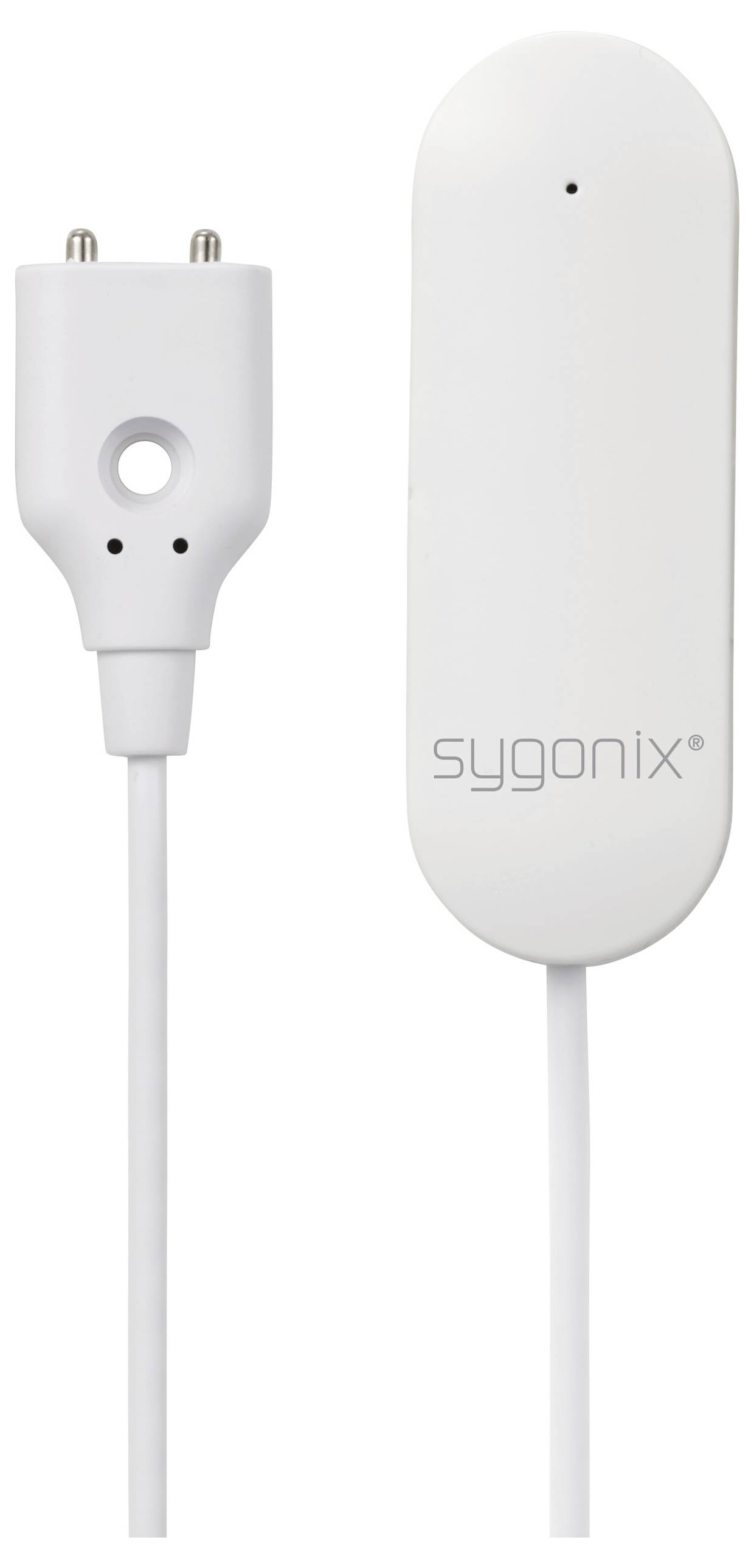 Détecteur d'eau de Sygonix, composé d'un module de capteur et d'une connexion enfichable, pour détecter les fuites d'eau.