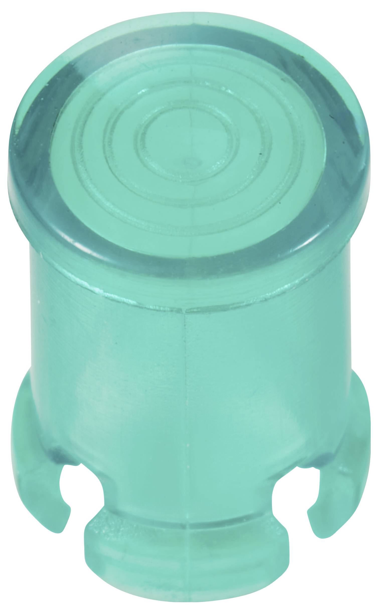 Un bouchon en plastique vert, cylindrique, avec des bords dentelés, probablement adapté pour des récipients de laboratoire ou des applications médicales.