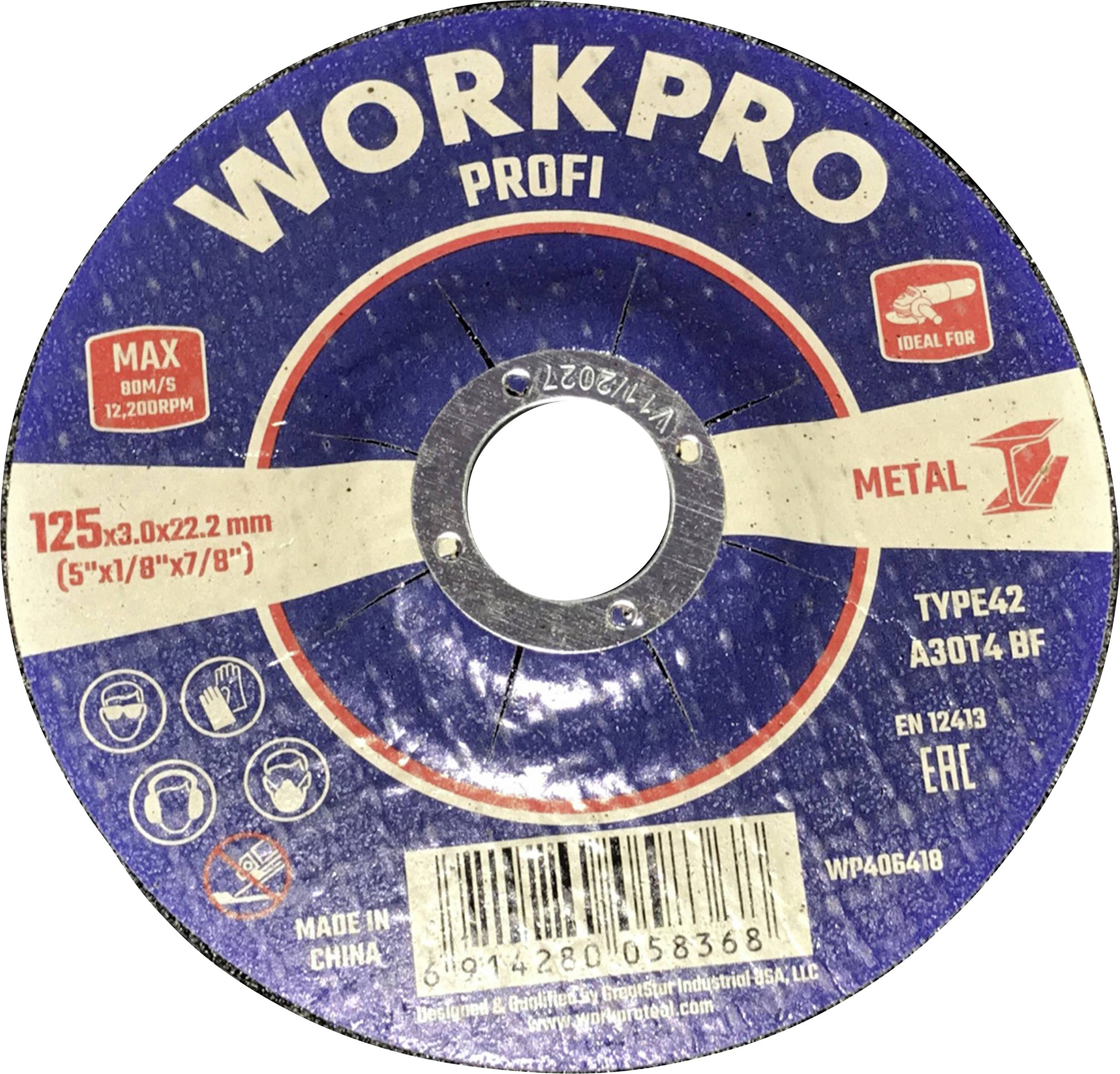 WorkPro WP406418 Disque à tronçonner 125 mm 10 pc(s) INOX, métal