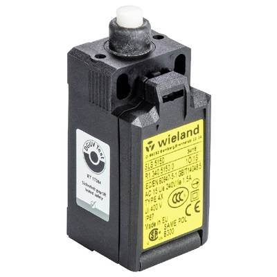 Un interrupteur de sécurité électronique, noir, avec l'étiquette 'DGUV Test'. Le logo du fabricant et le numéro de modèle sont visibles sur la face avant.