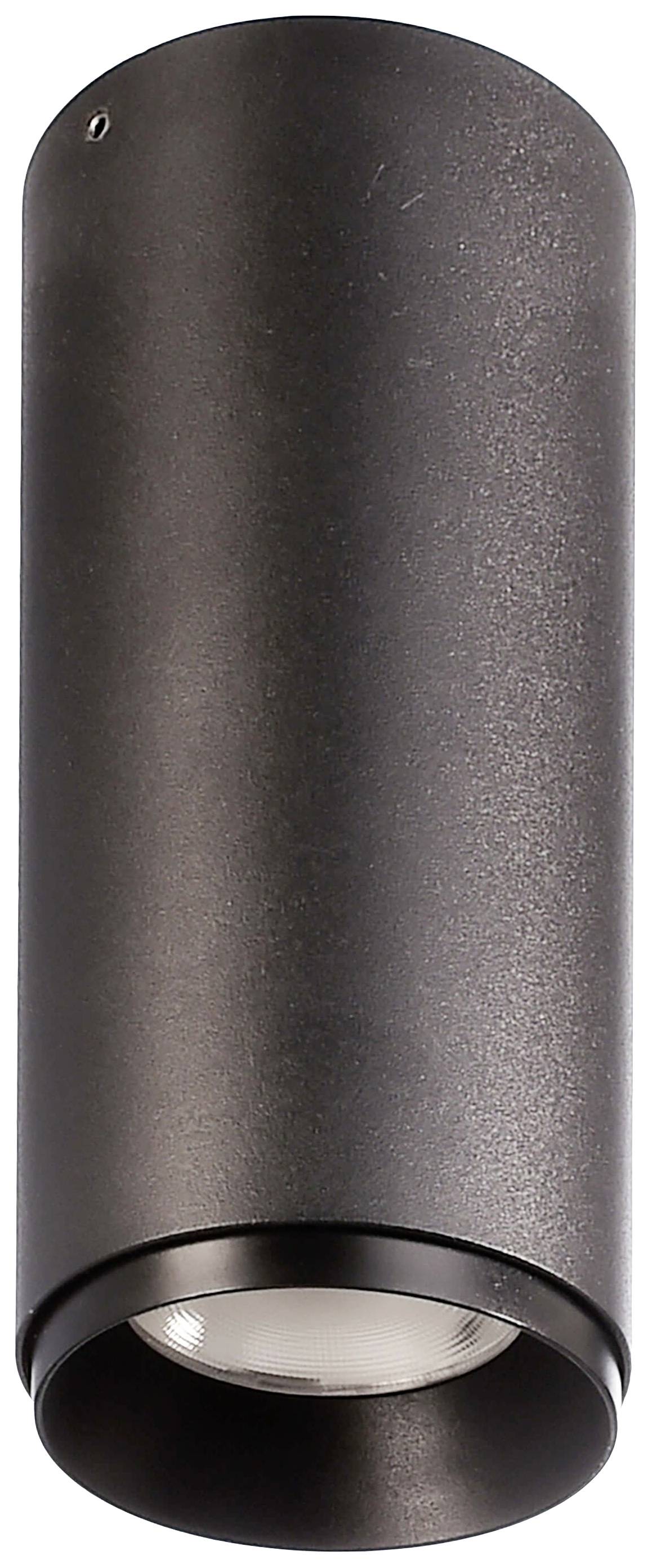 Projecteur de plafond cylindrique noir.