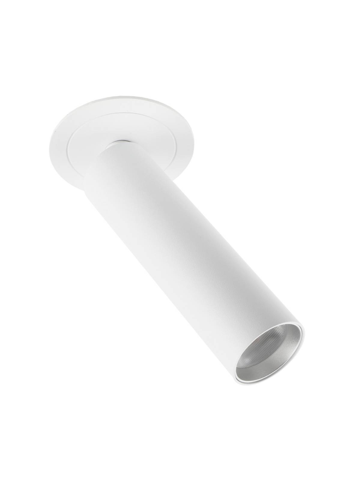 Un boîtier cylindrique pour luminaire encastré avec zone de raccordement ouverte, adapté pour une installation au plafond.
