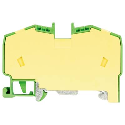 Borne jaune avec un bord vert, design typique d'un connecteur électrique pour applications industrielles.