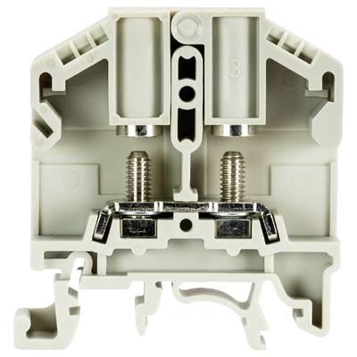 Boîtier en plastique d'un connecteur électrique avec deux bornes à vis.