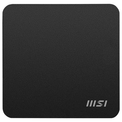 Tapis de souris noir, carré, à surface lisse et petit logo MSI dans un coin. Idéal pour des mouvements de souris précis.
