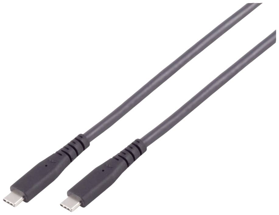 Câble USB-C avec deux connecteurs, adapté pour le transfert de données et la charge d'appareils.